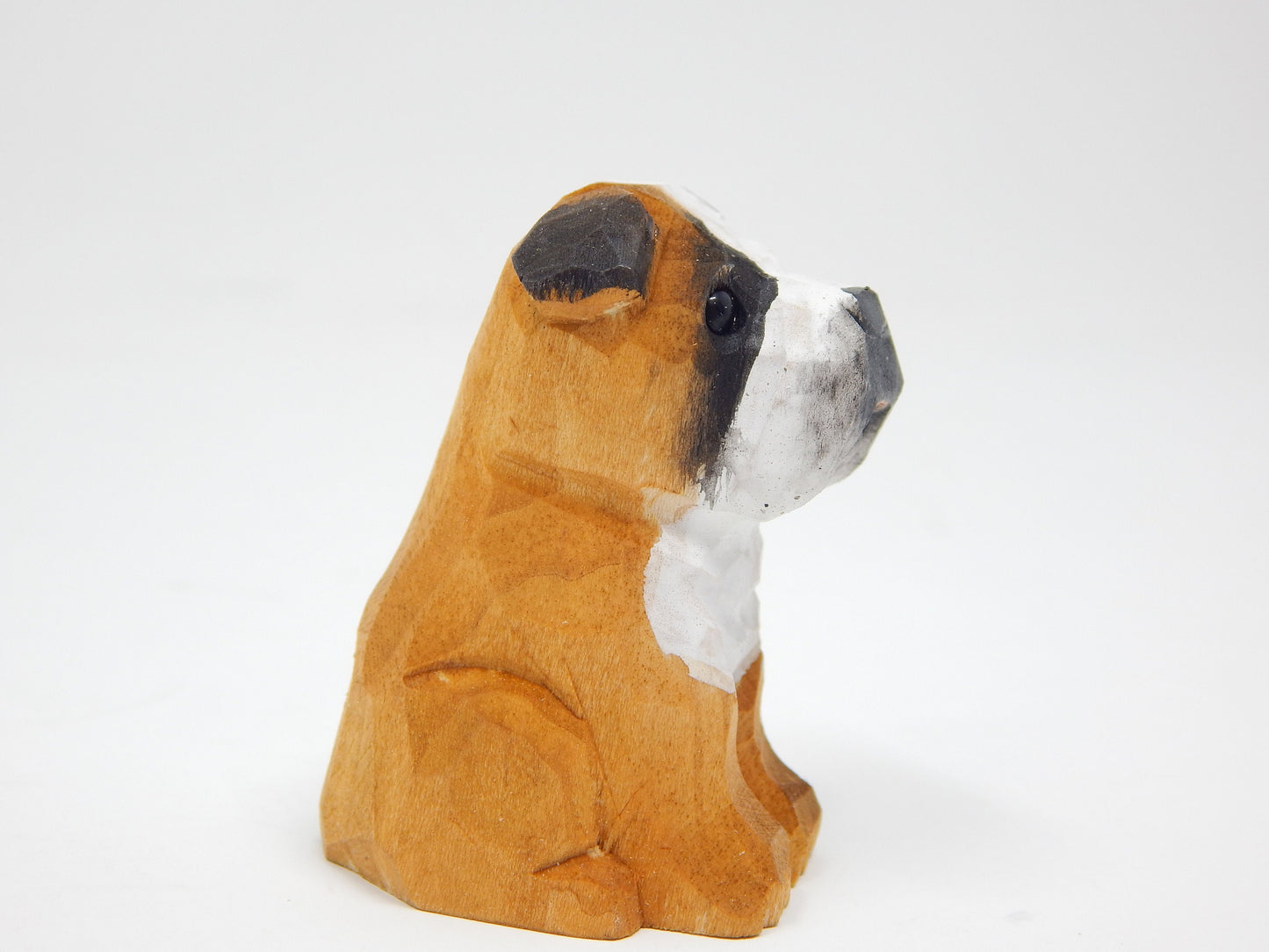 Hand-Carved Wooden Bulldog Ornament – Miniature Pet Holiday Decor