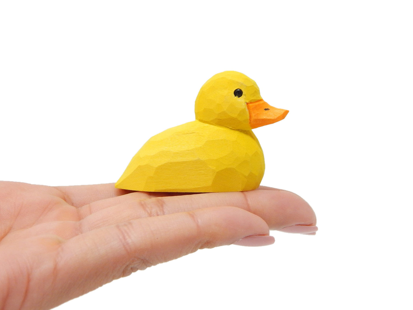 Baby Duck Yellow Bird Ornament Figure Statue Wood Decor Small Animal Miniature Carving
