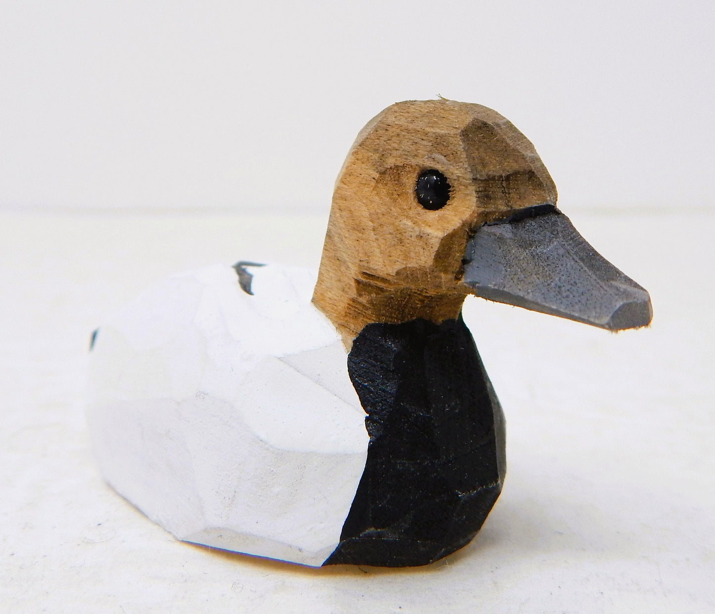 Hand-Carved Wooden Canvasback Duck Ornament – Mini Bird Decor