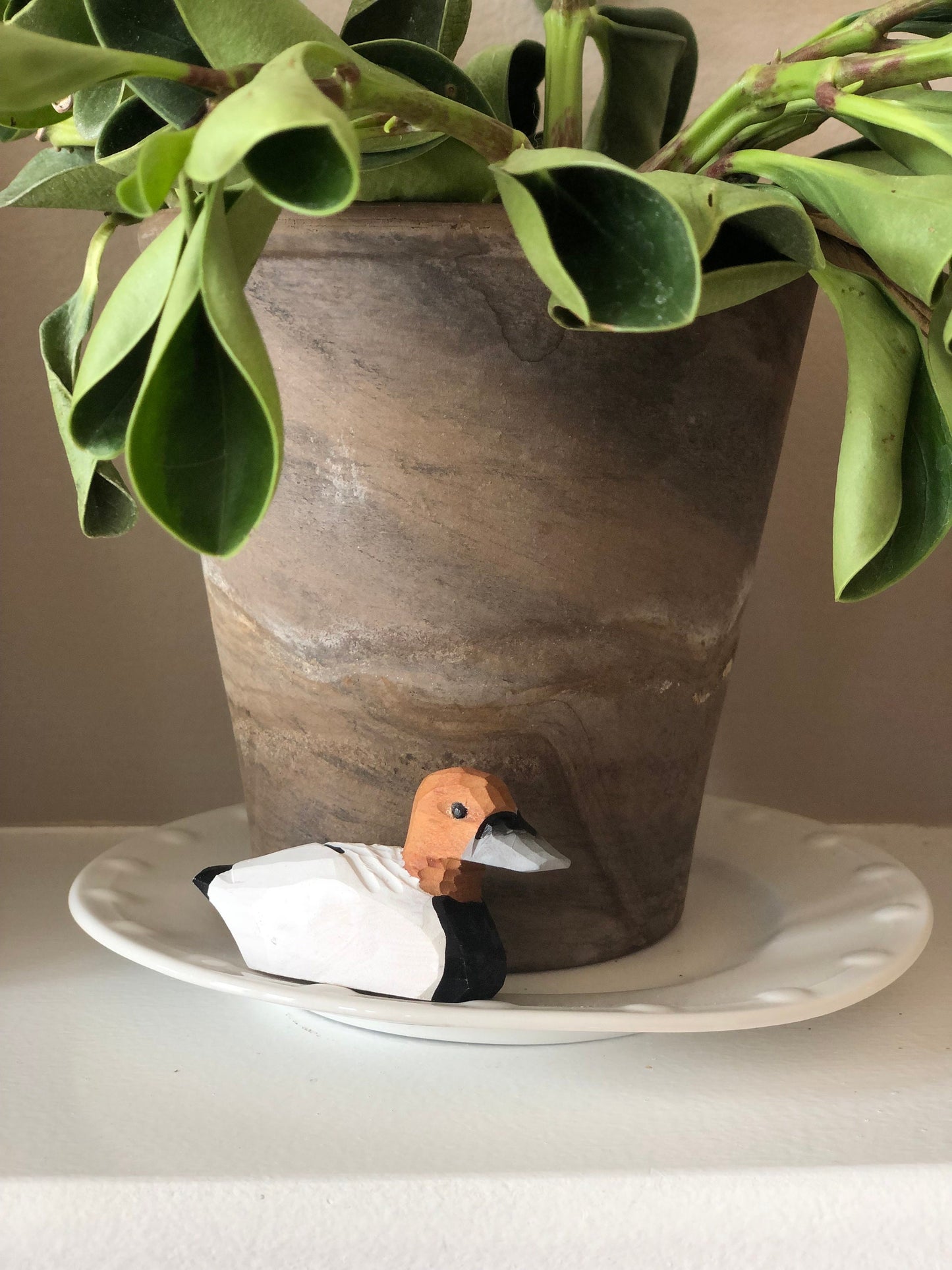 Hand-Carved Wooden Canvasback Duck Ornament – Mini Bird Decor