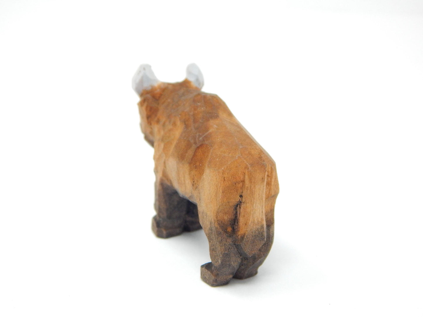 Hand-Carved Wooden Bison Ornament – Miniature Buffalo Holiday Decor