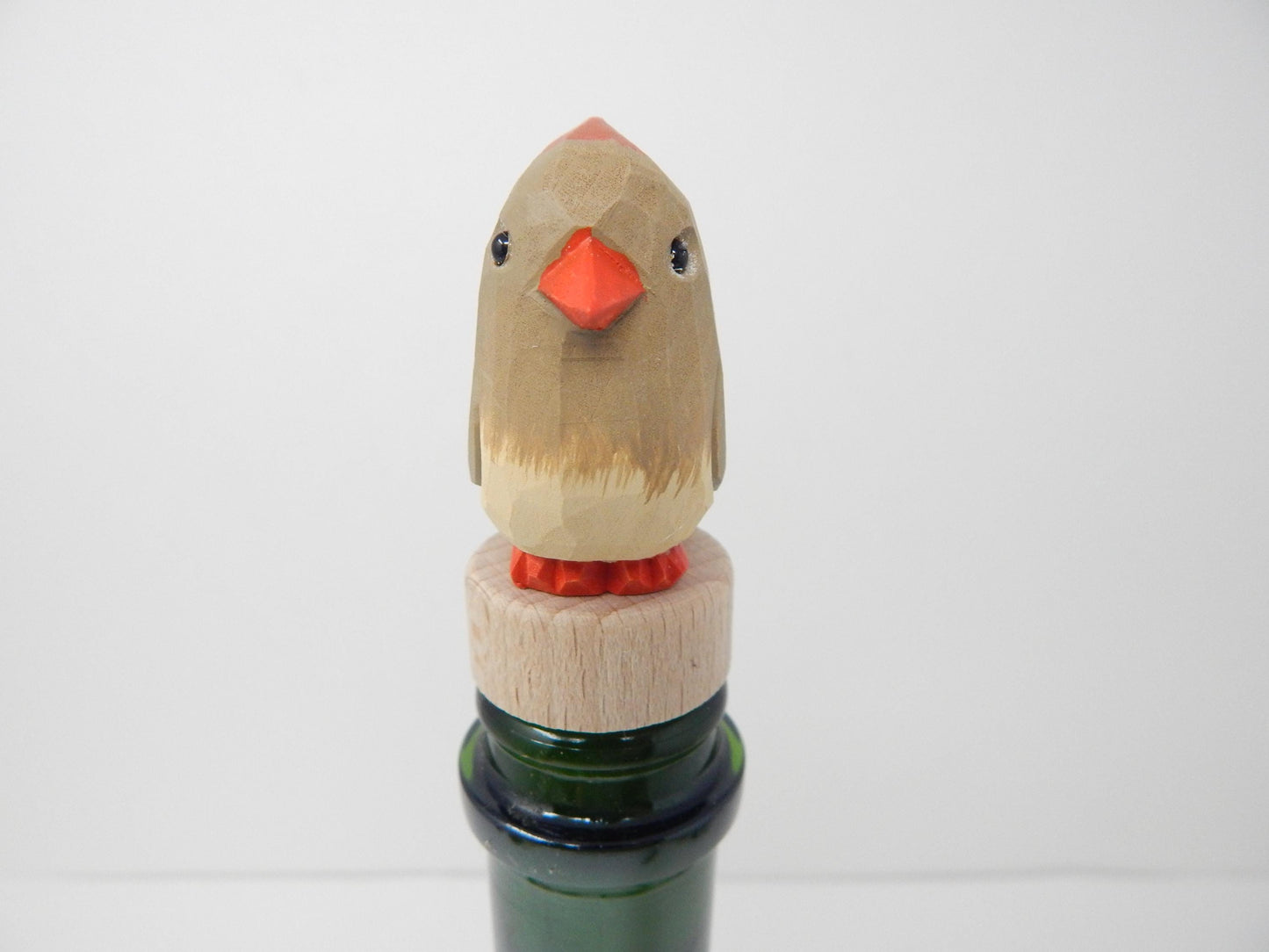 Handmade Female Cardinal Bird Wine Stopper – Rustic Reusable Bottle Plug